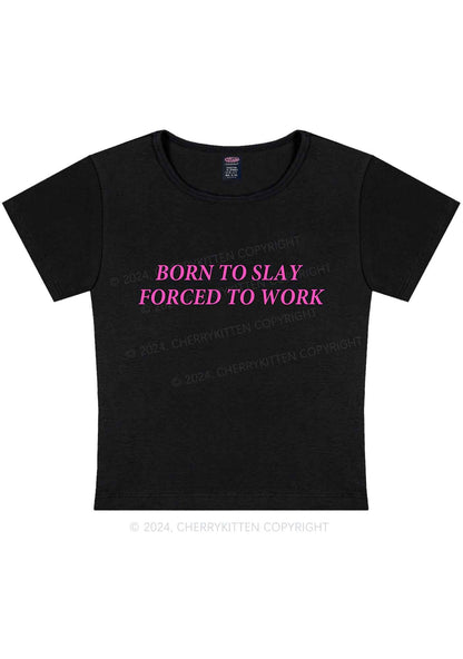 Forced To Work Y2K Baby Tee Cherrykitten