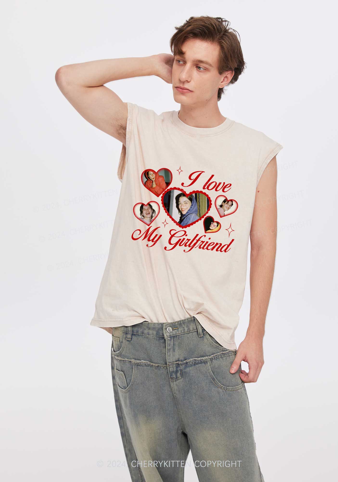 Custom Boyfriend Photos Y2K Valentine's Day Washed Tank Cherrykitten