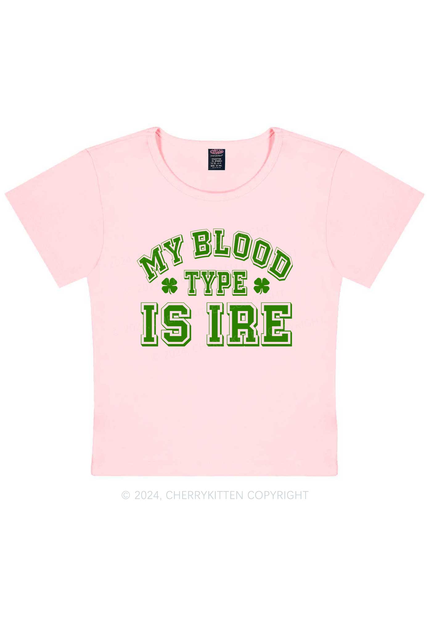 Blood Type Is Ire St Patricks Y2K Baby Tee Cherrykitten