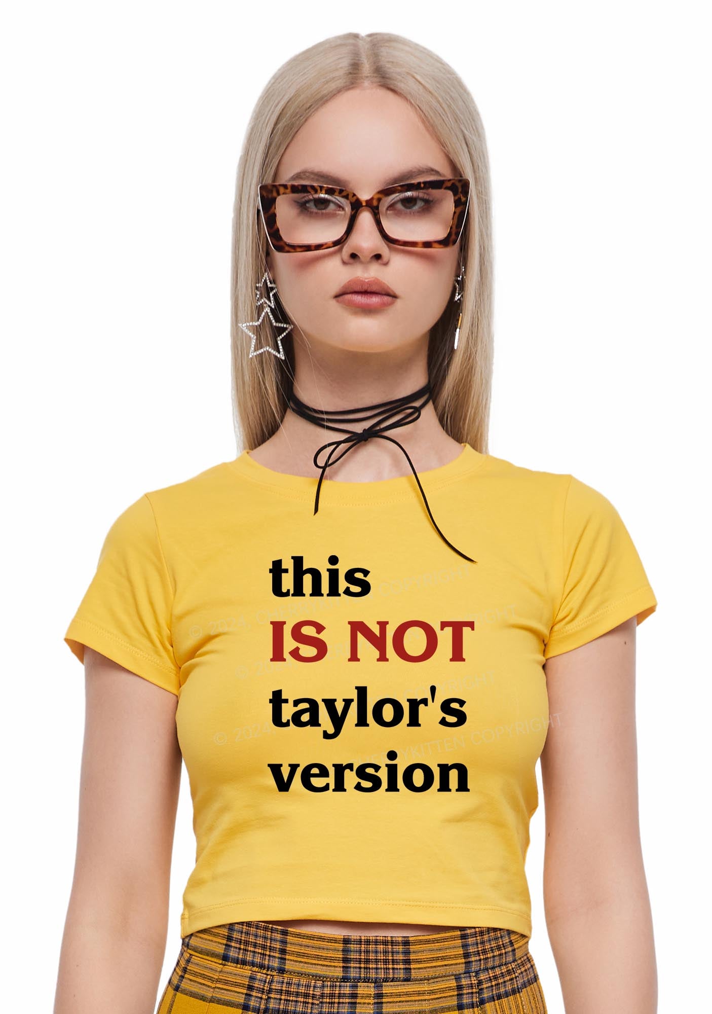 Is Not Tay's Version Y2K Baby Tee Cherrykitten