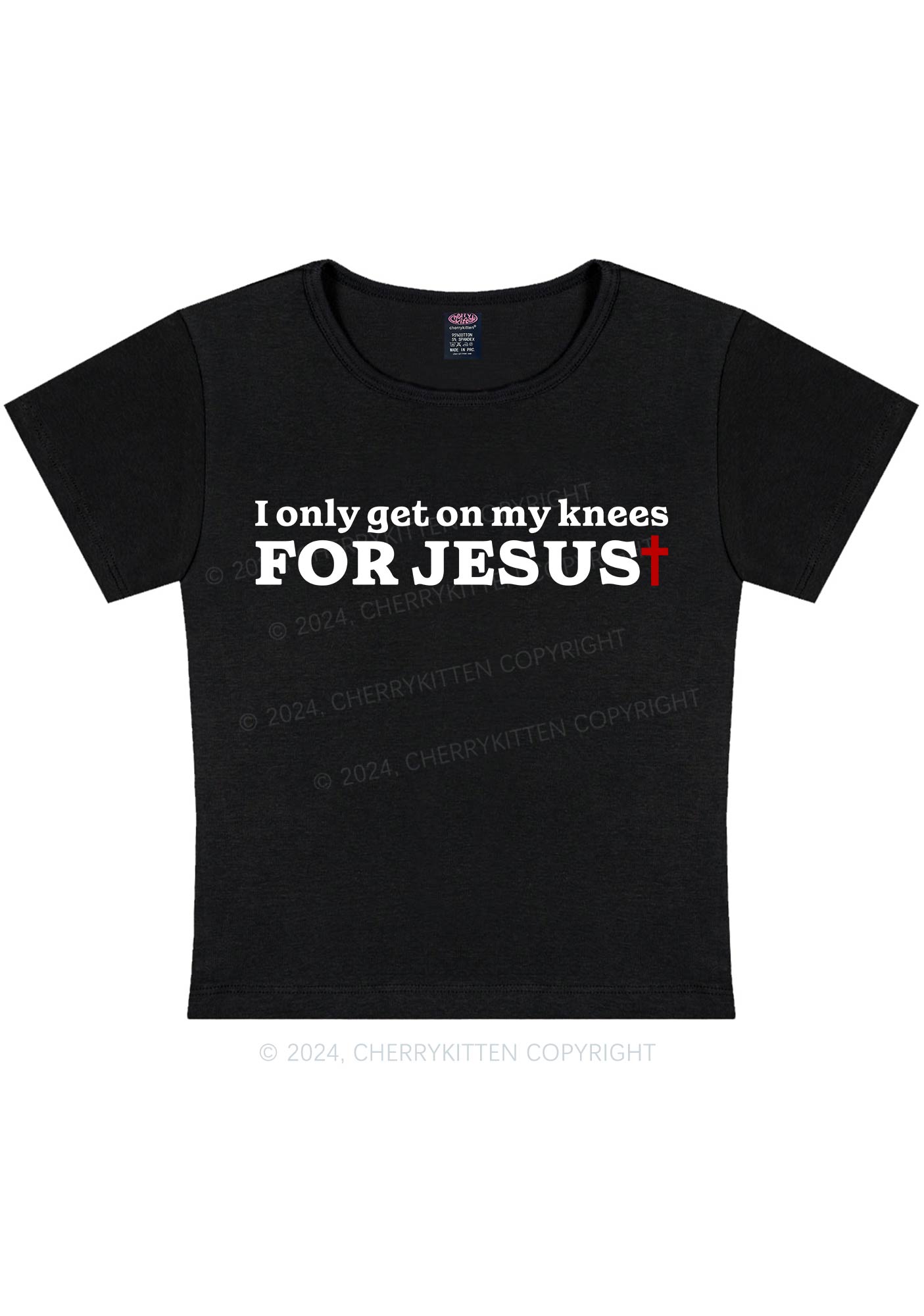 Get On Knees For Jesus Y2K Baby Tee Cherrykitten