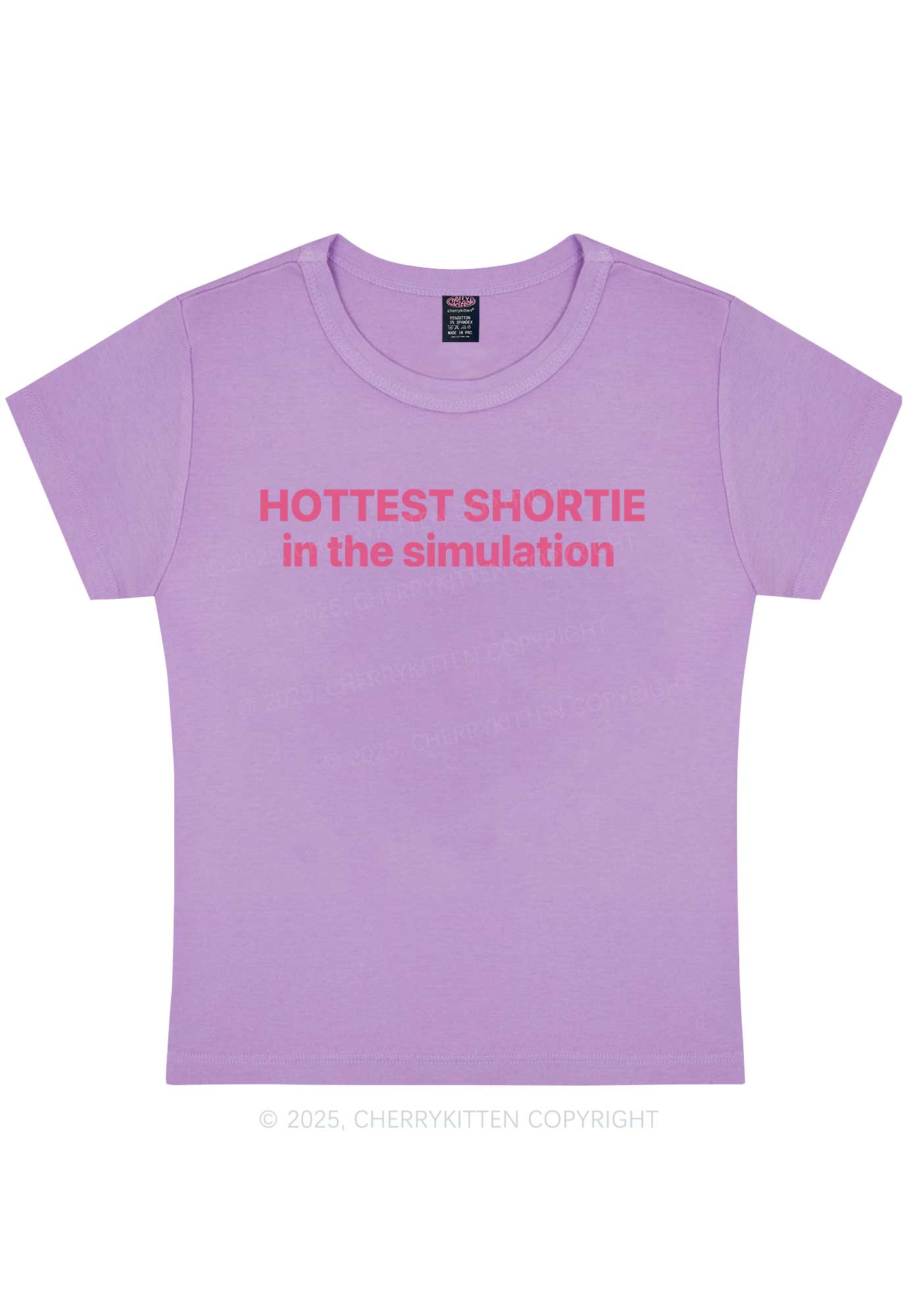 Hottest Shortie In The Simulation Y2K Baby Tee Cherrykitten