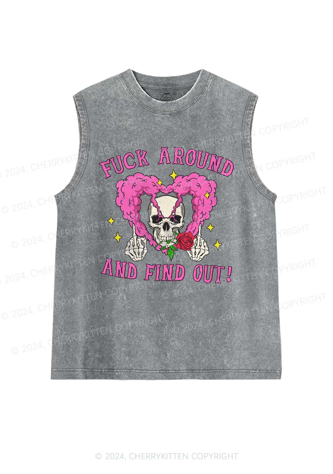 Halloween Fxxk Around Y2K Washed Tank Cherrykitten