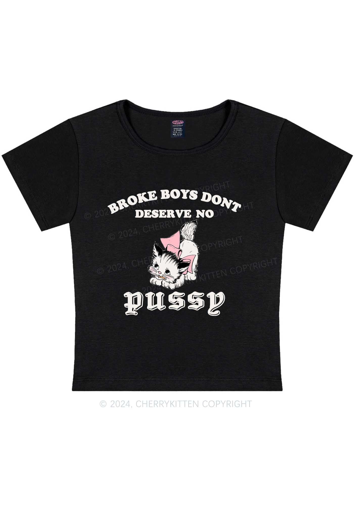 Curvy Broke Boys Pxssy Y2K Baby Tee Cherrykitten