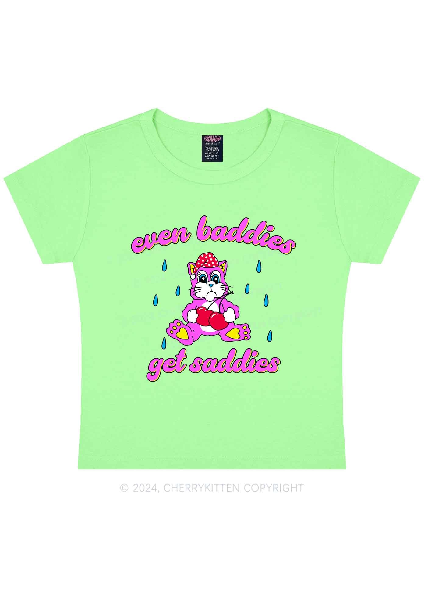 Baddies Got Saddies Cat Y2K Baby Tee Cherrykitten