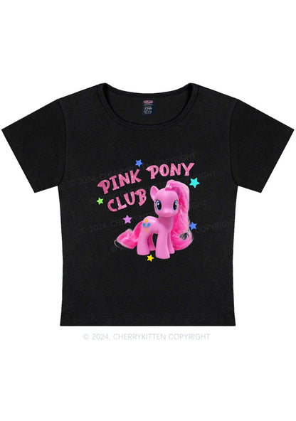 Curvy Pink Pony Y2K Baby Tee Cherrykitten