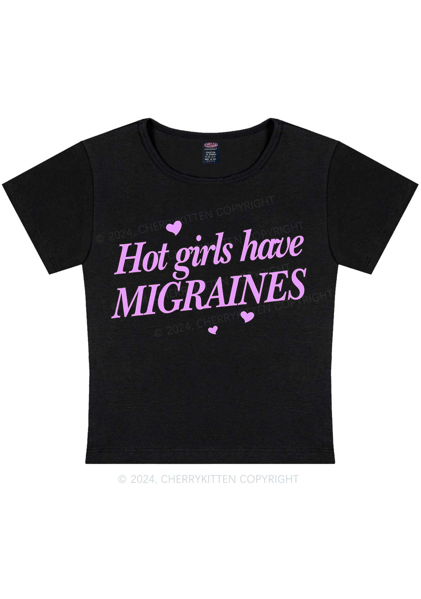 Hot Girls Have Migraines Y2K Baby Tee Cherrykitten