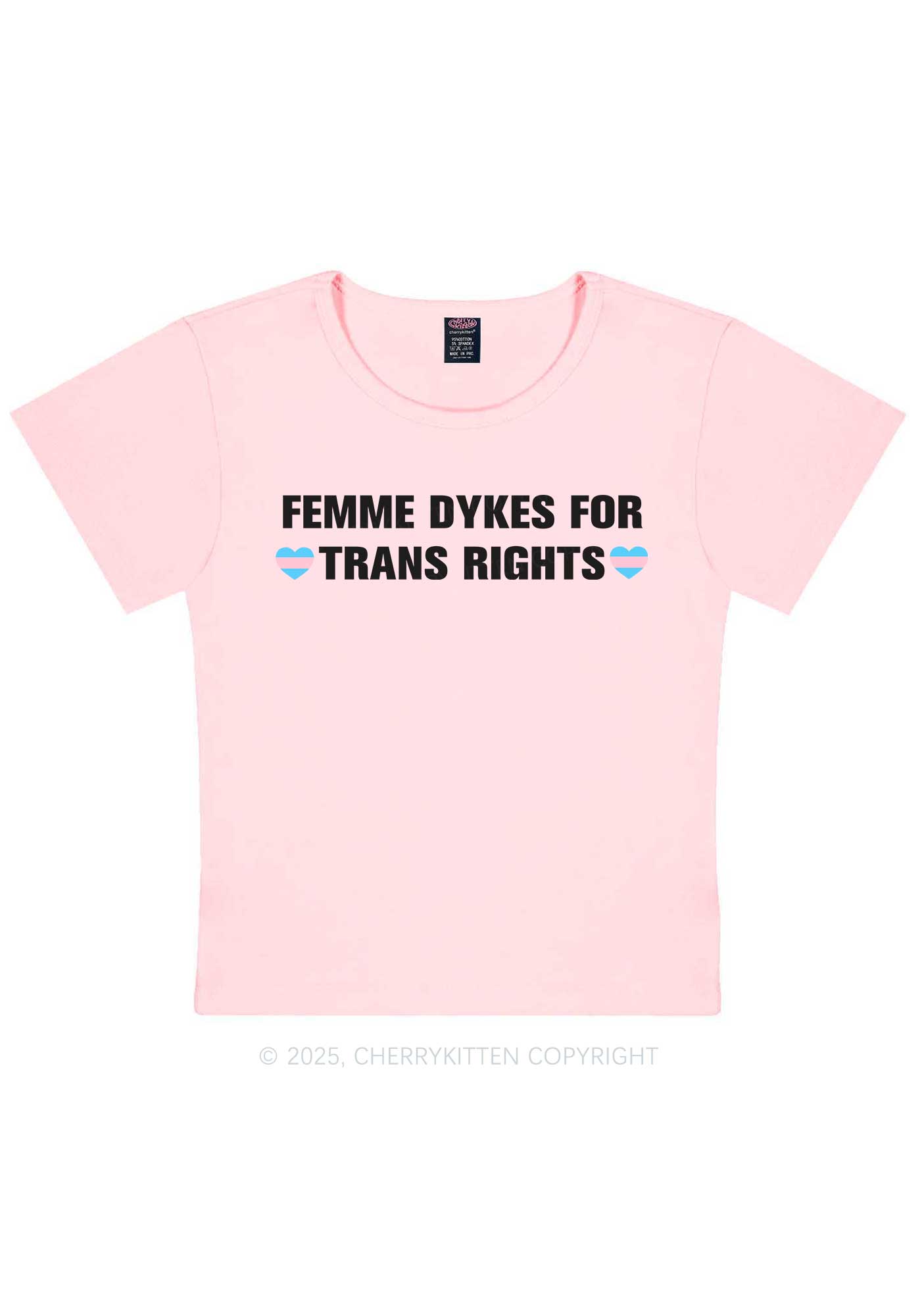 Femme Dykes For Trans Rights Y2K Baby Tee Cherrykitten