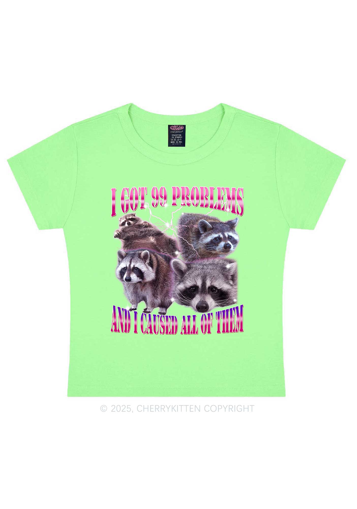 Raccoon Got Problems Y2K Baby Tee Cherrykitten