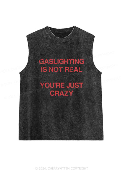 Gaslighting Not Real Y2K Washed Tank Cherrykitten