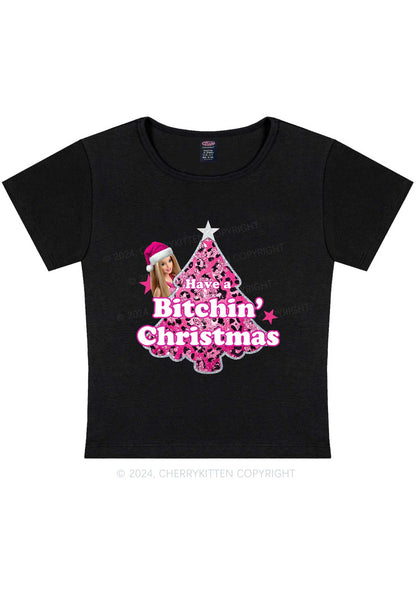 Christmas Bxxchin Y2K Baby Tee Cherrykitten