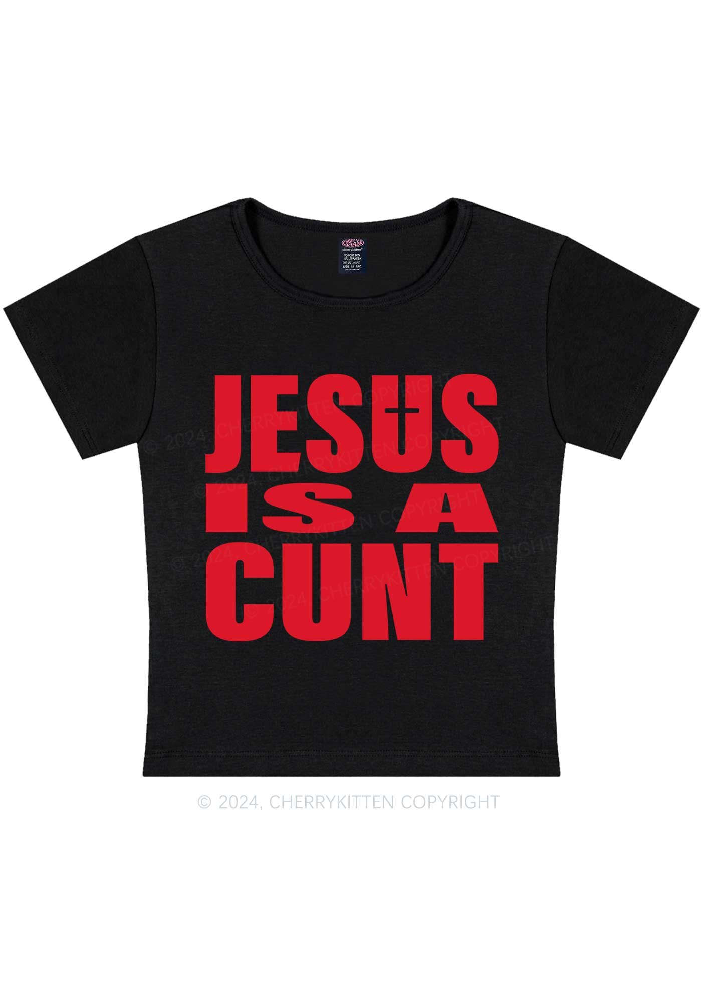 Jesus Is A Cxxt Y2K Baby Tee Cherrykitten