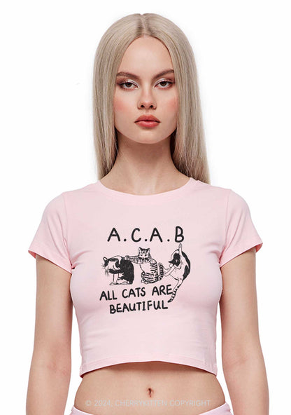 ACAB Cats Y2K Baby Tee Cherrykitten