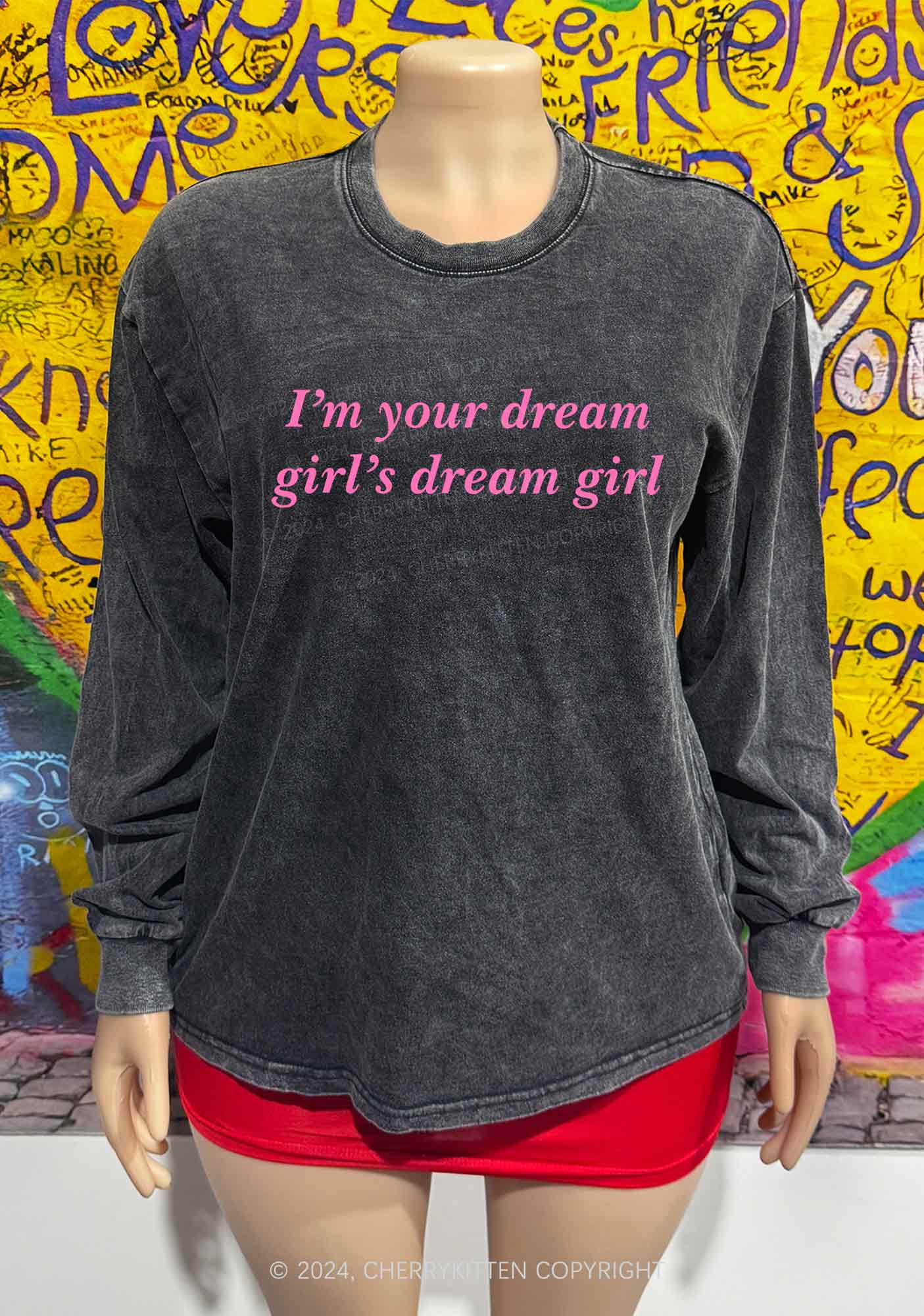 Dream Girl Y2K Washed Long Sleeves Cherrykitten