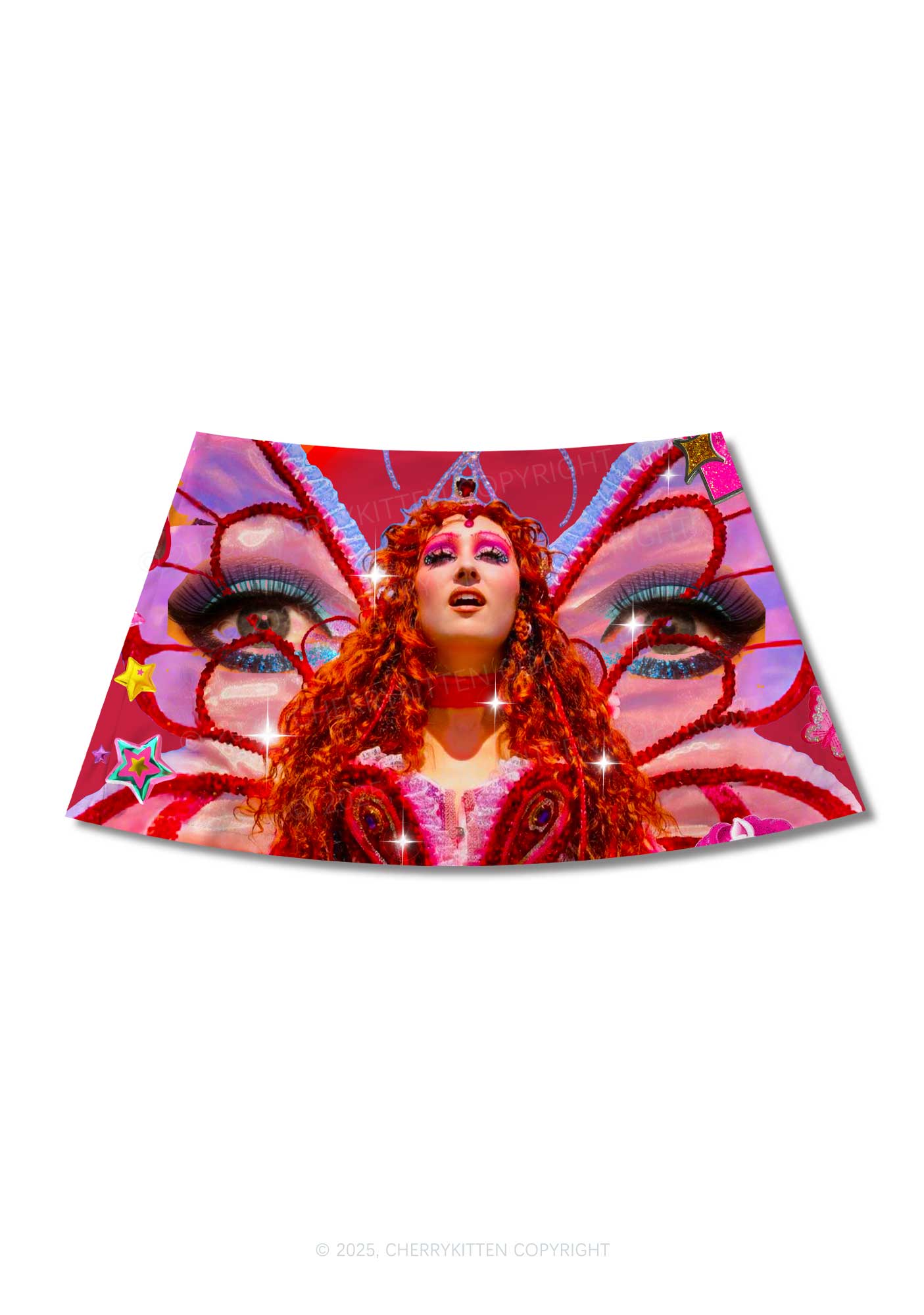 CR Fairy Tour Y2K Print Mini Skirt Cherrykitten