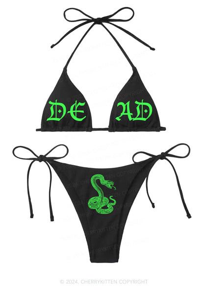 Dead Snake Y2K Halter Triangle Bikini Set Cherrykitten