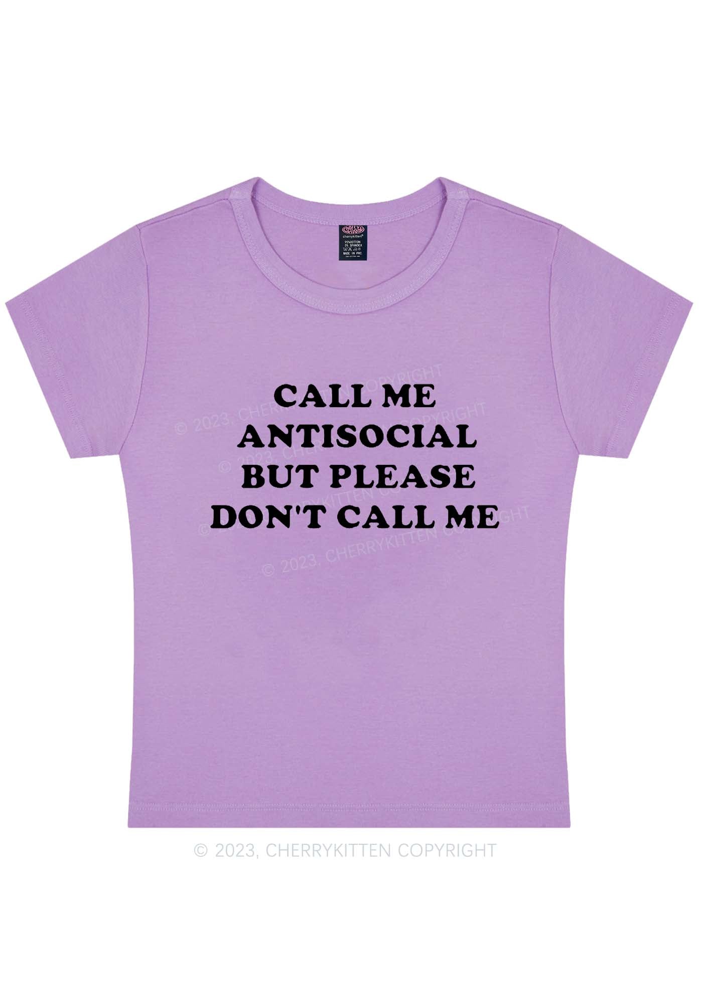 Call Me Antisocial Y2K Baby Tee Cherrykitten