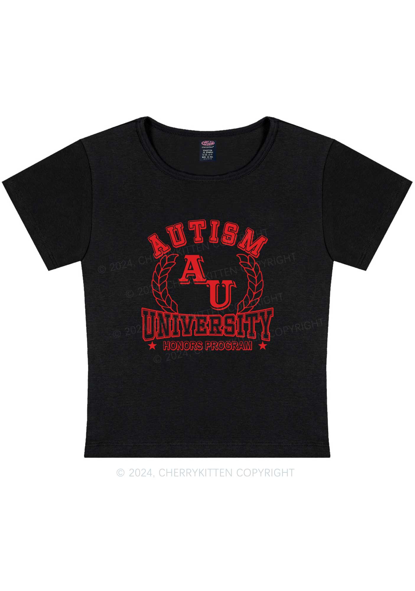 AU University Y2K Baby Tee Cherrykitten