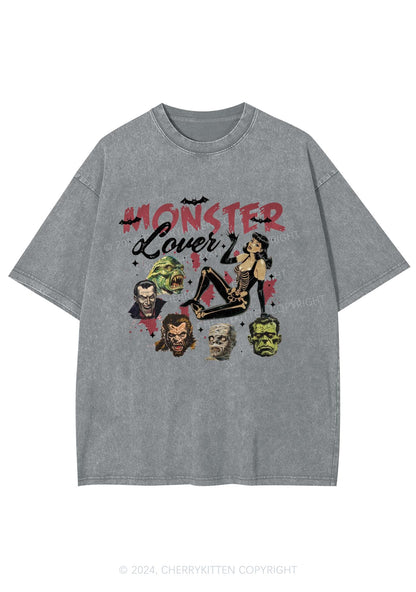 Halloween Monster Lovers Y2K Washed Tee Cherrykitten