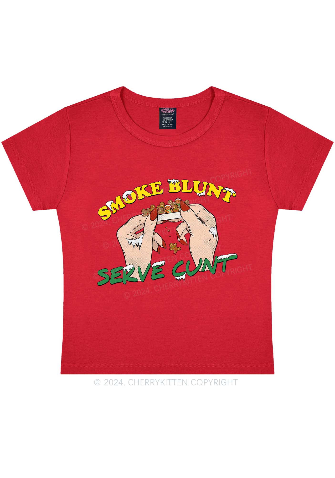 Christmas Smoke Blunt Y2K Baby Tee Cherrykitten