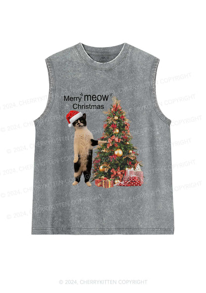 Merry Meow Christmas Y2K Washed Tank Cherrykitten