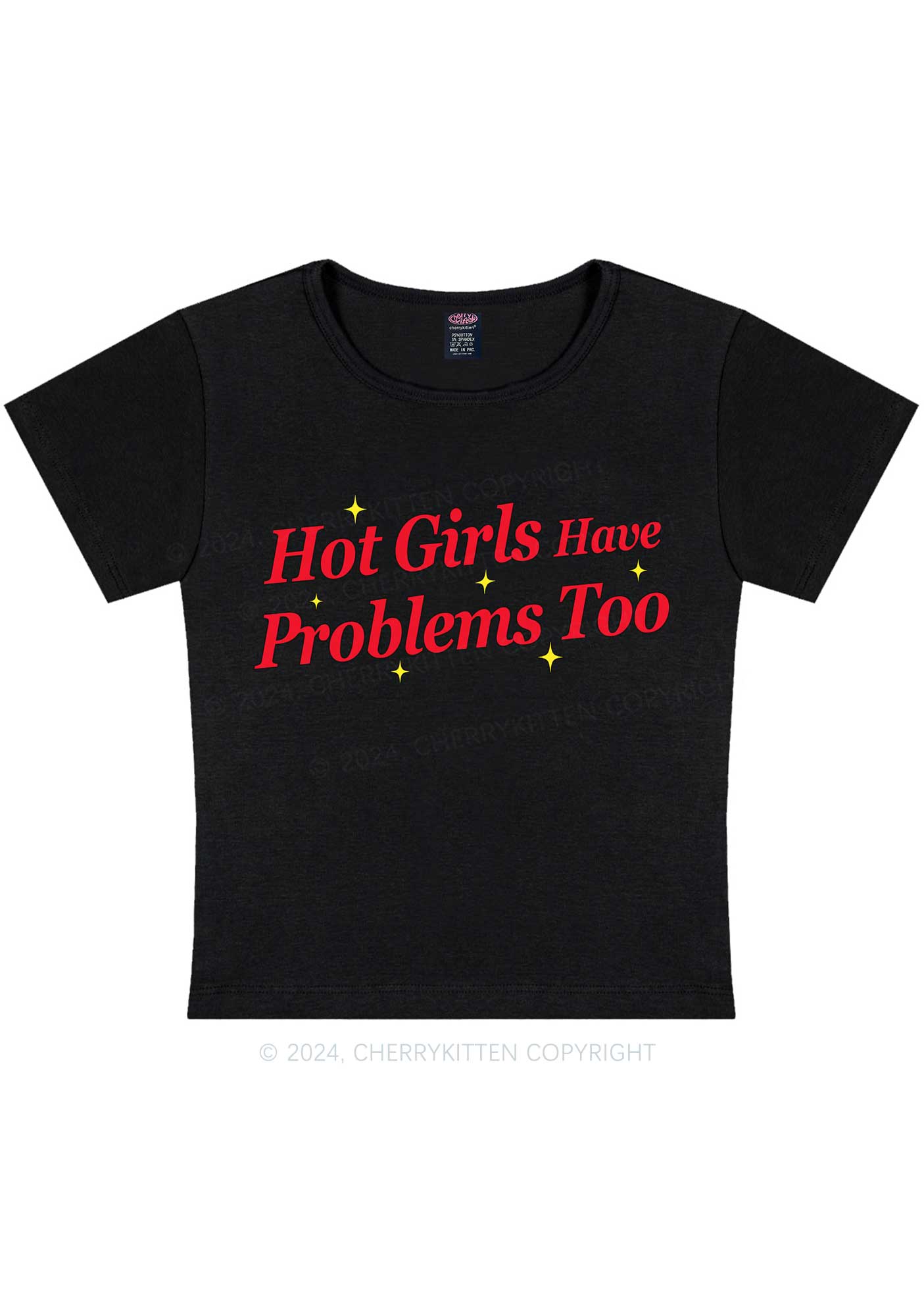 Hot Girls Have Problems Too Y2K Baby Tee Cherrykitten