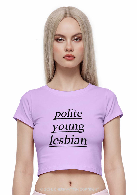 Polite Young Lesbian Y2K Baby Tee Cherrykitten