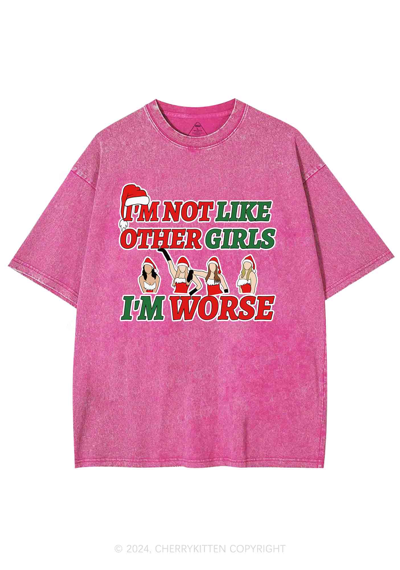 Christmas I'm Worse Y2K Washed Tee Cherrykitten