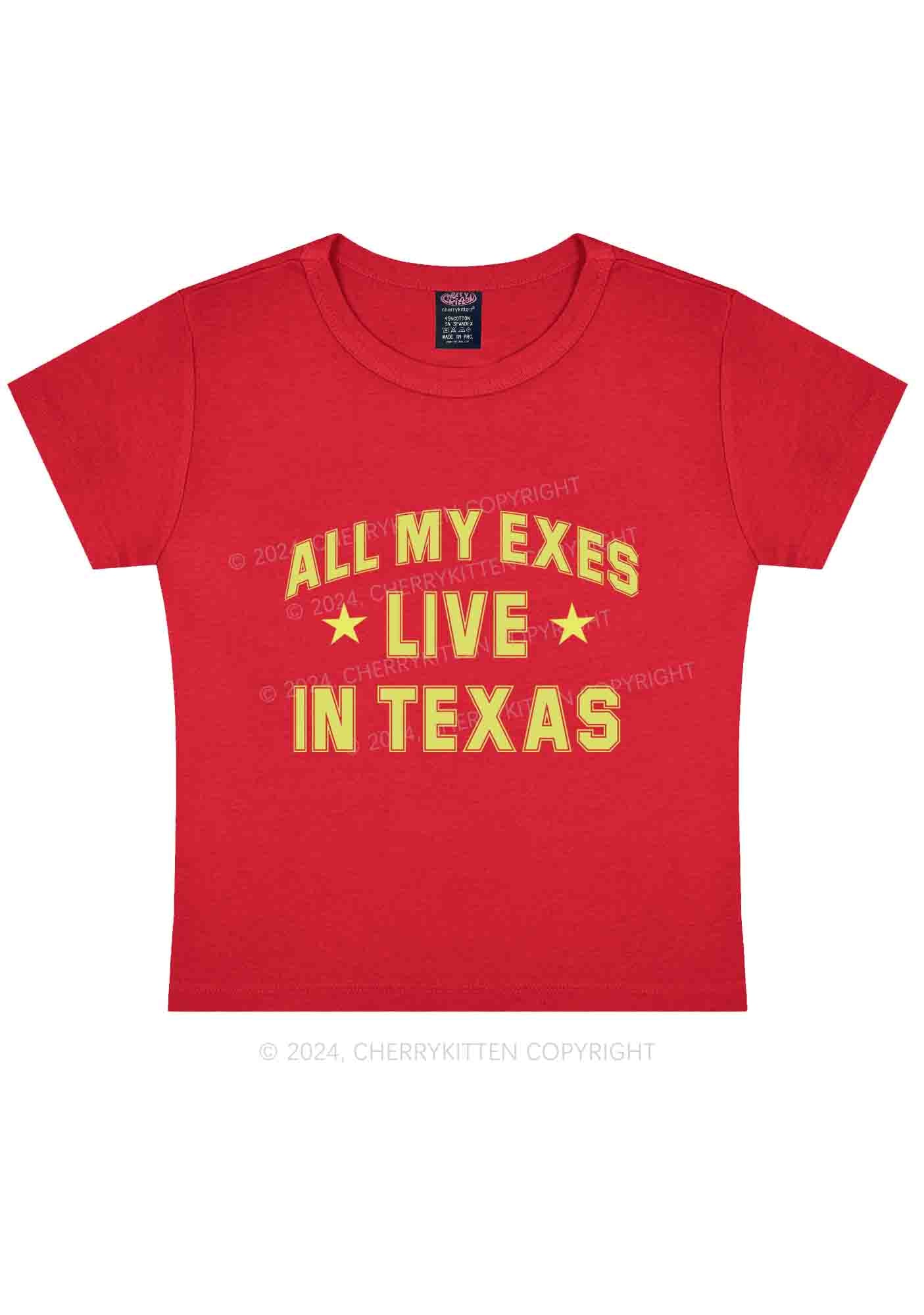 Custom My Exes Live In Texas Y2K Baby Tee Cherrykitten