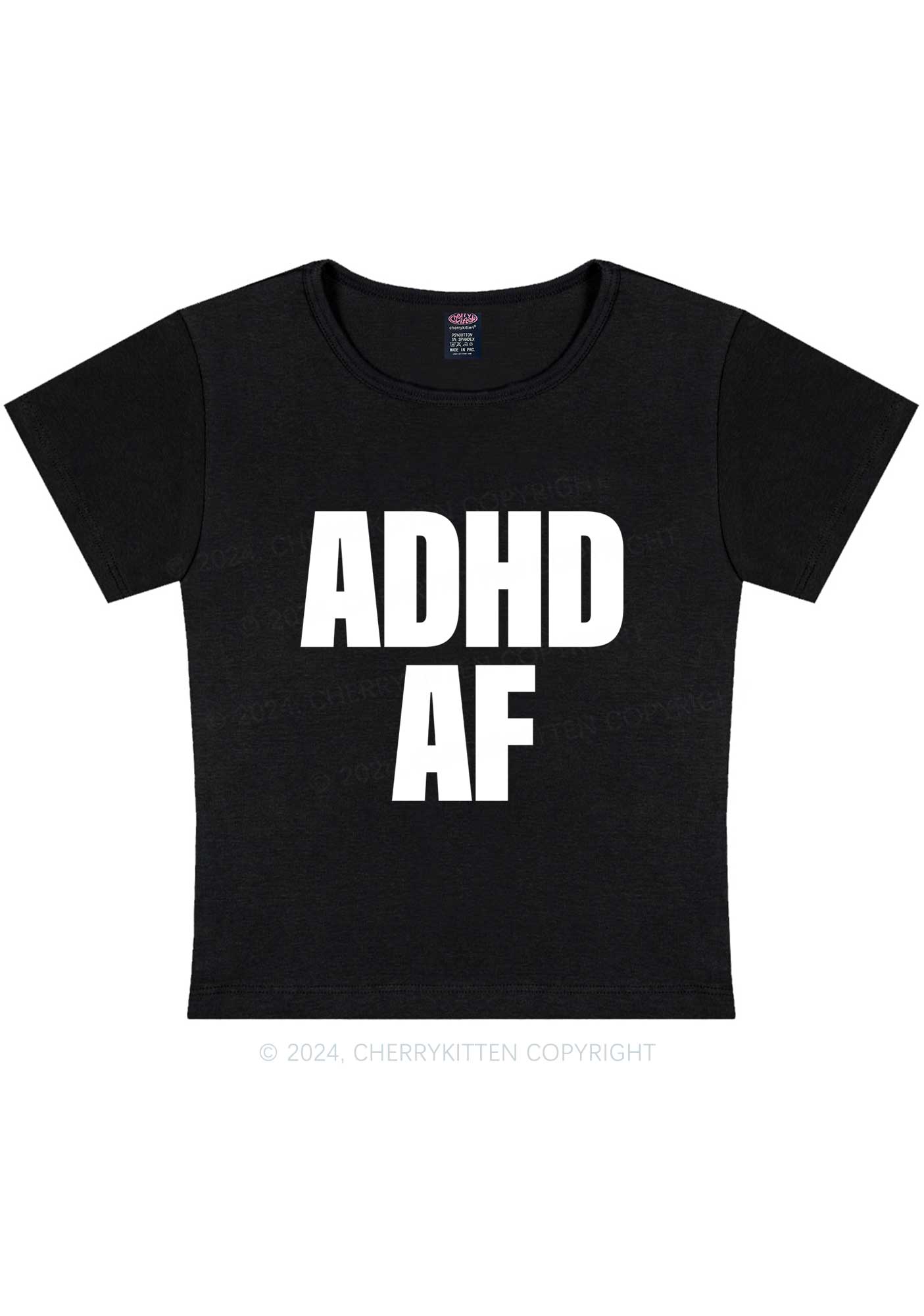 ADHD AF Y2K Baby Tee Cherrykitten