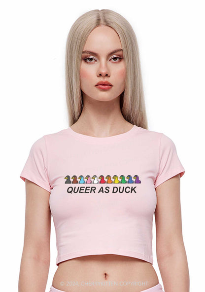 Queer As Duck Y2K Baby Tee Cherrykitten