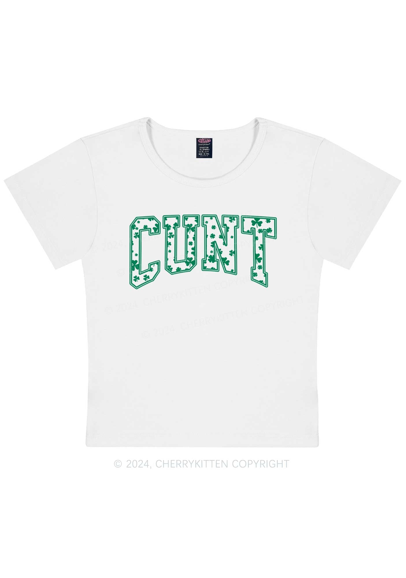 Green Cxxt St Patricks Y2K Baby Tee Cherrykitten