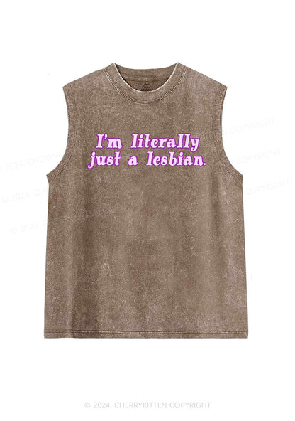 Literally Just A Lesbian Y2K Washed Tank Cherrykitten