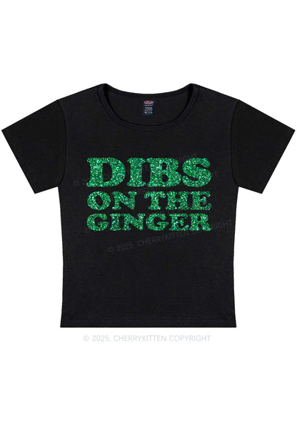 Glitter Dibs On The Ginger St Patricks Y2K Baby Tee Cherrykitten