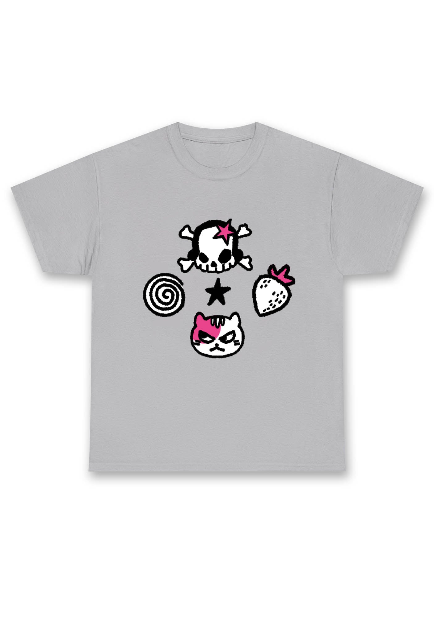 Skull Strawberry Cat Stars Chunky Shirt