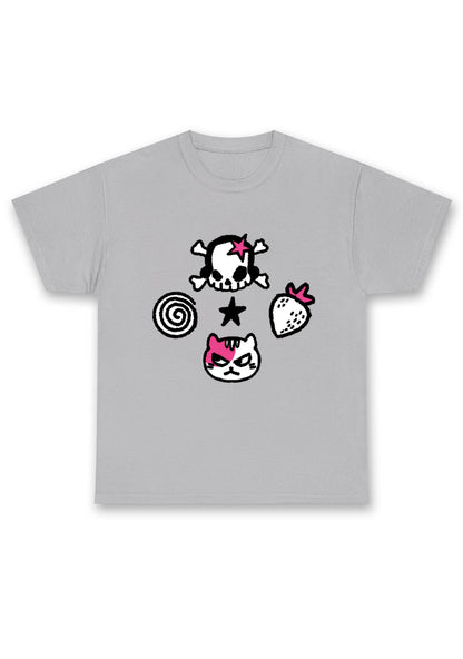 Skull Strawberry Cat Stars Chunky Shirt