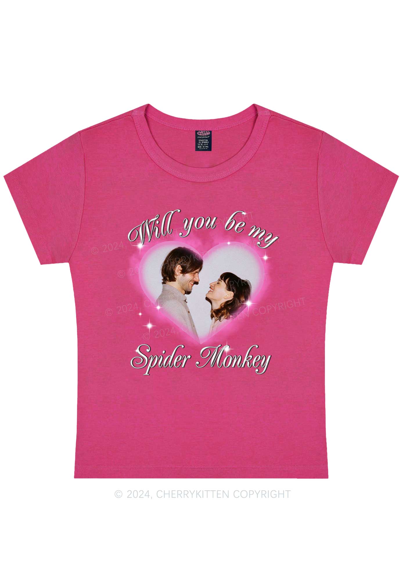 Spider Monkey Custom Photo Y2K Valentine's Day Baby Tee Cherrykitten