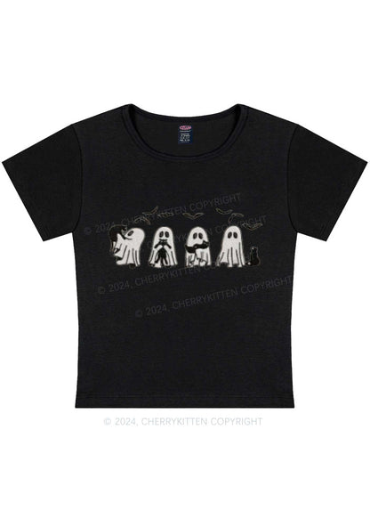 Halloween Ghost Cat Y2K Baby Tee Cherrykitten