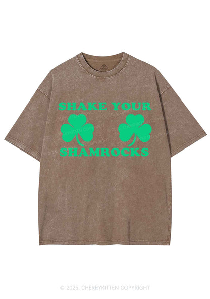 Shake Your Shamrocks St Patricks Y2K Washed Tee Cherrykitten