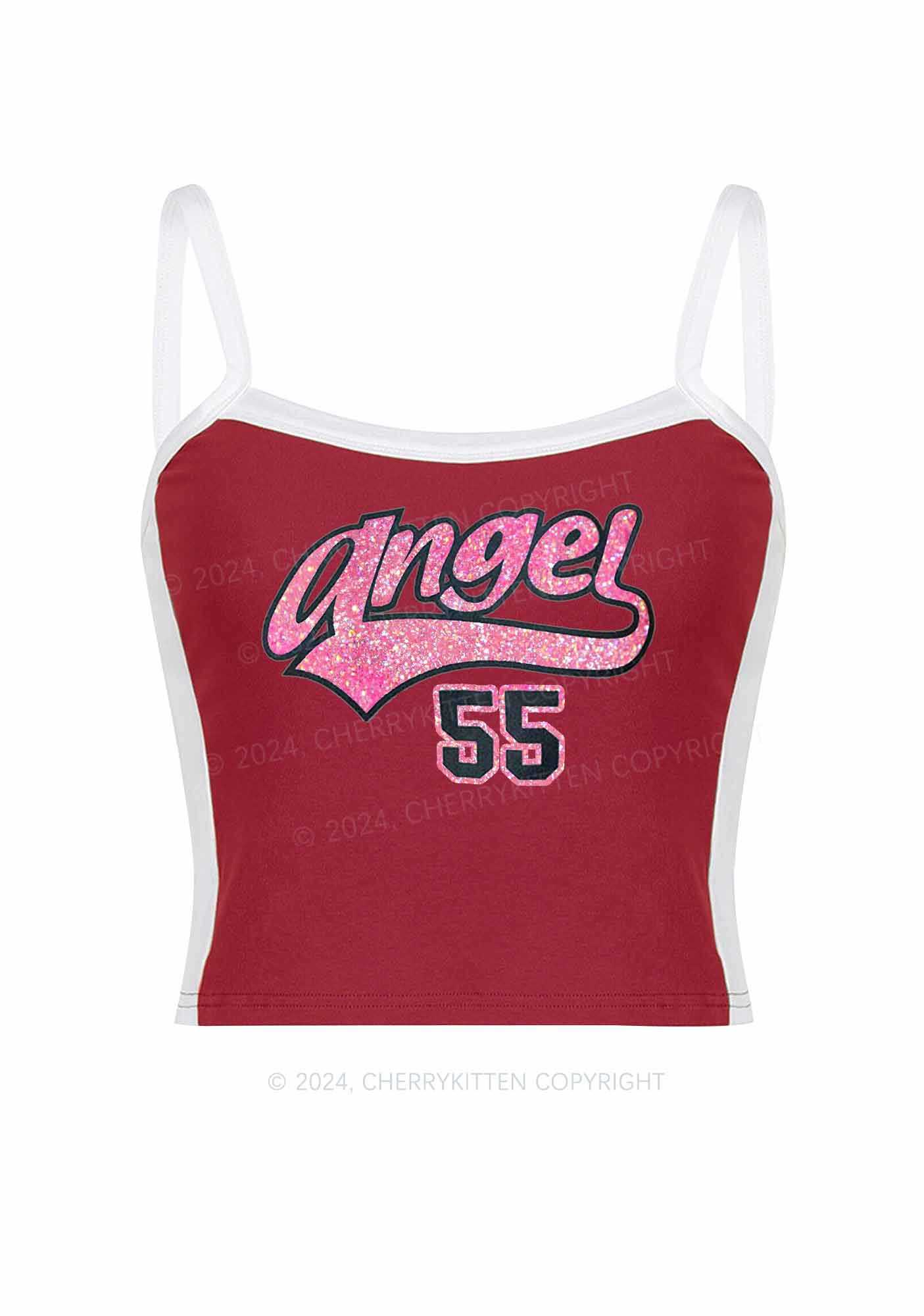 Angel Number Y2K Color Block Crop Cami Top Cherrykitten