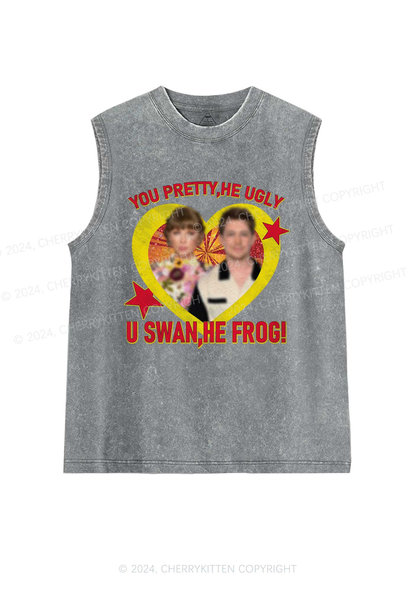 Custom Photo U Swan He Frog Y2K Washed Tank Cherrykitten