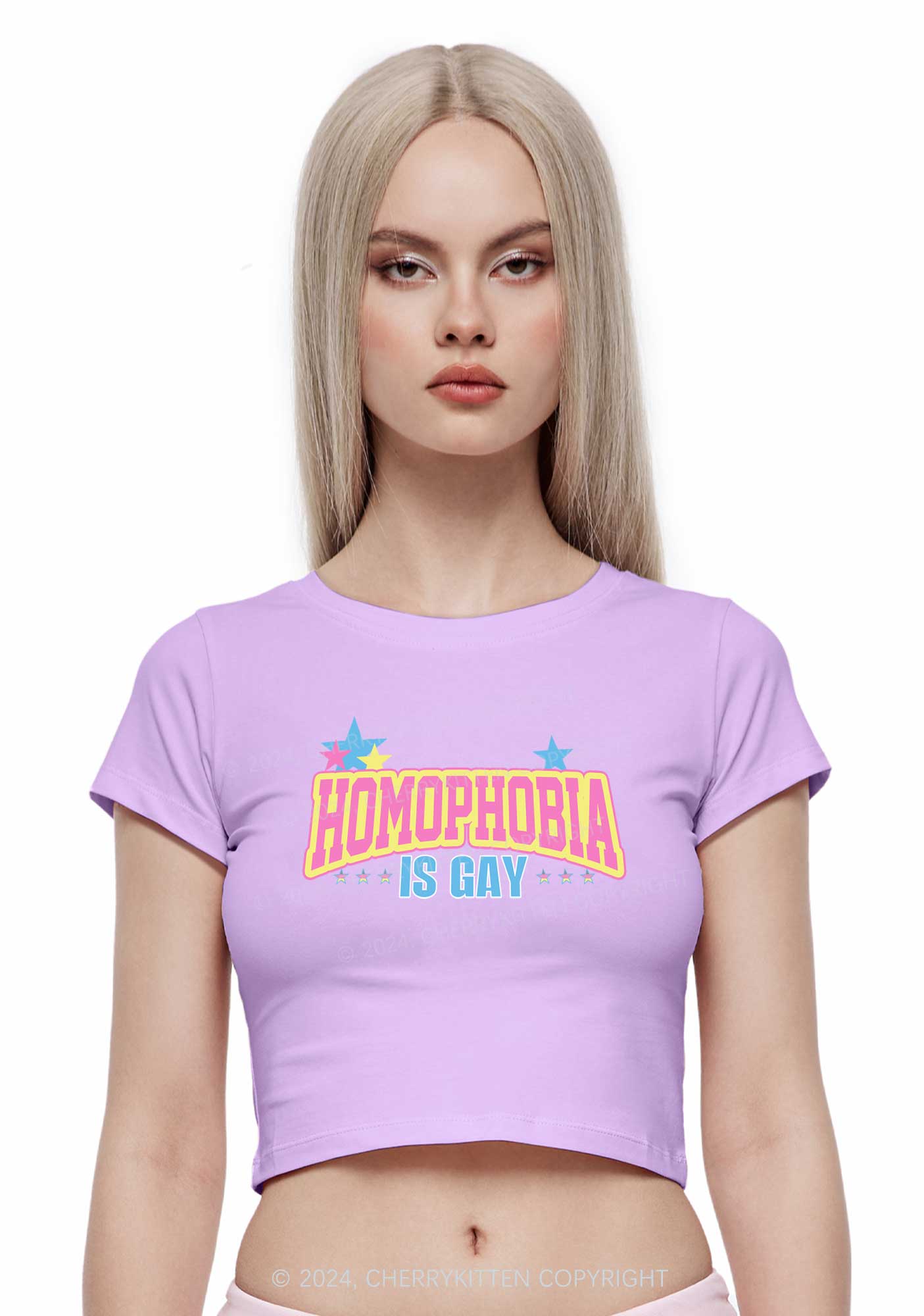 Homophobia Is Gay Y2K Baby Tee Cherrykitten