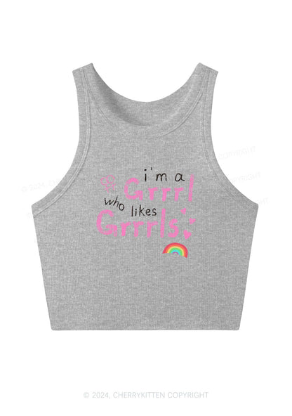 Grrrl Likes Grrrls Y2K Crop Tank Top Cherrykitten