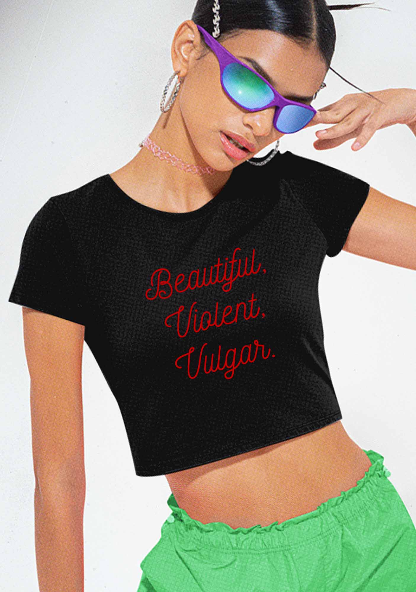 Beautiful Violent Vulgar Y2K Baby Tee Cherrykitten