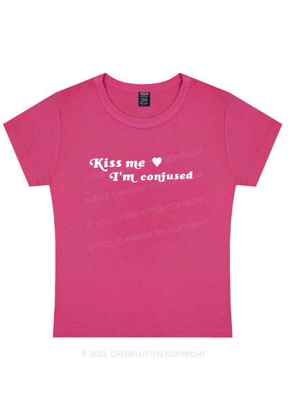 Curvy Kiss Me I'm Confused Y2K Baby Tee Cherrykitten