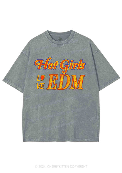 Hot Girls Love Edm Y2K Washed Tee Cherrykitten