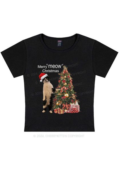 Christmas Merry Meow Y2K Baby Tee Cherrykitten