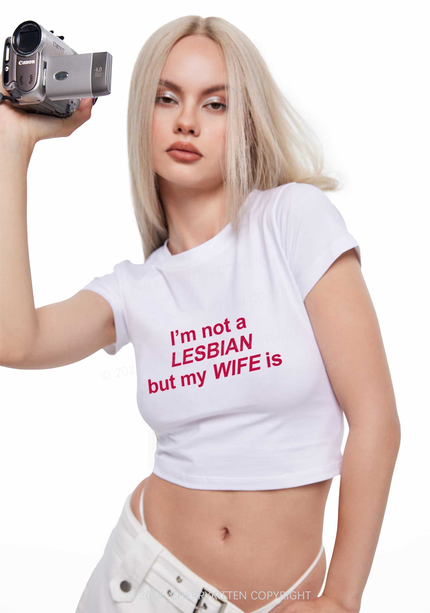 My Wife Is Lesbian Y2K Baby Tee Cherrykitten