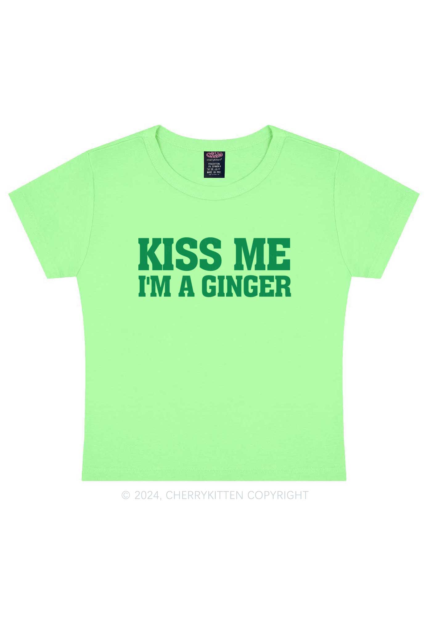 Kiss Me Im Ginger St Patricks Y2K Baby Tee Cherrykitten