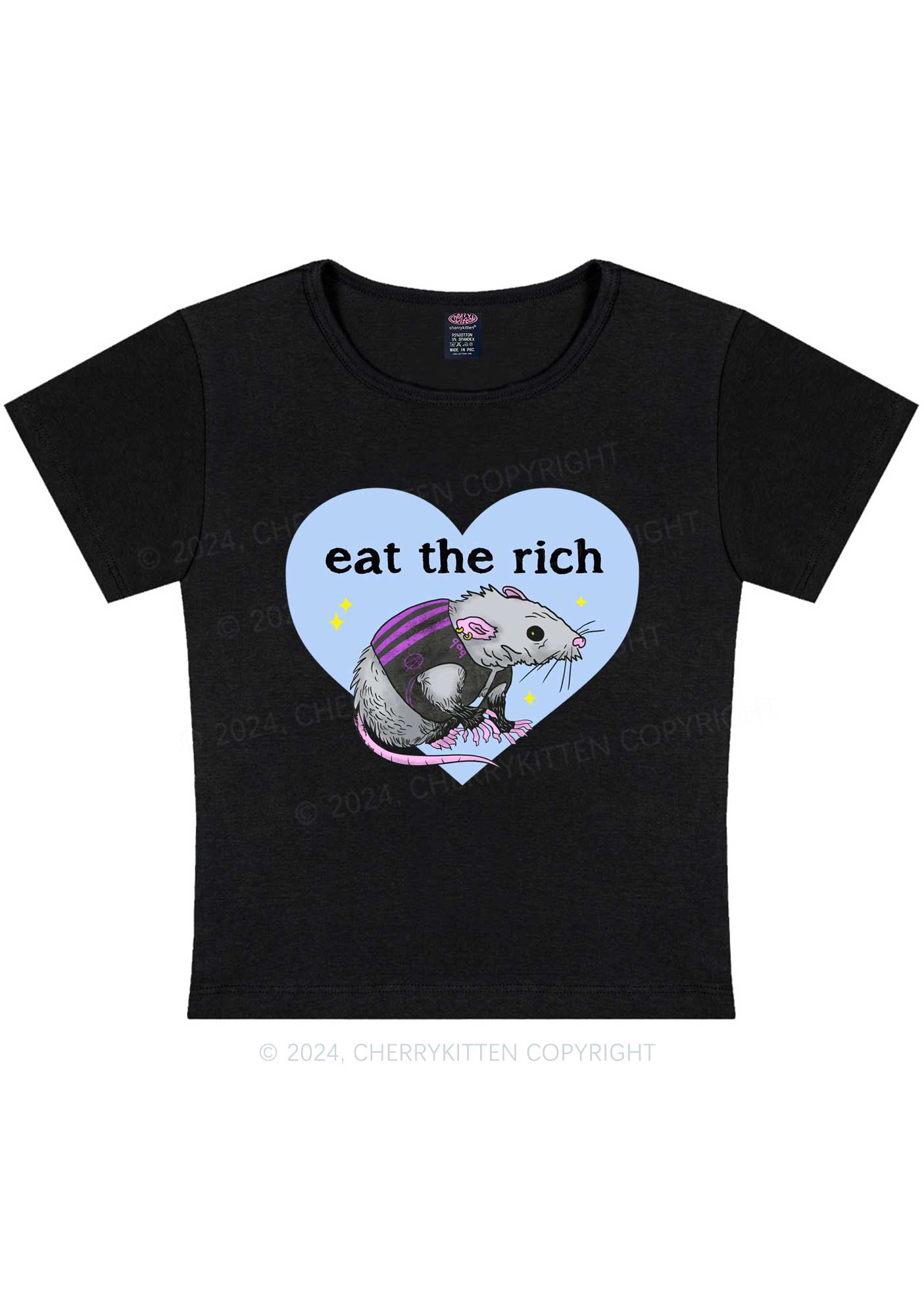 Eat The Rich Rat Y2K Baby Tee Cherrykitten